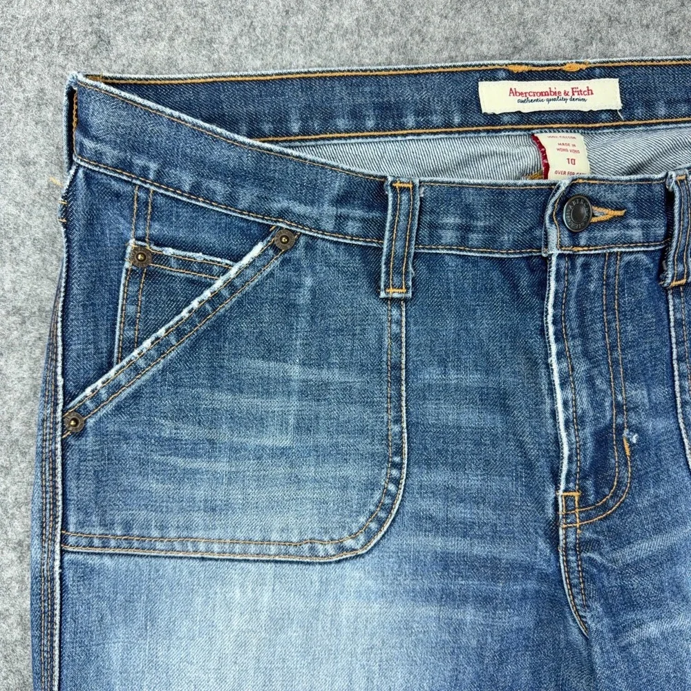 VTG Abercrombie Fitch Jeans Womens 10‎ Blue Bootcut Wide Leg Faded Denim 90s